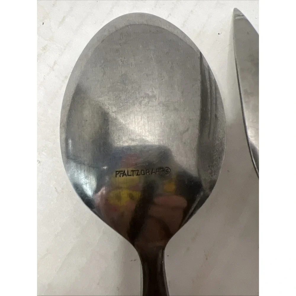 Vintage Pfaltzgraff Tea Rose Stainless Serving  Spoon And‎ Fork Set Of 2 Floral